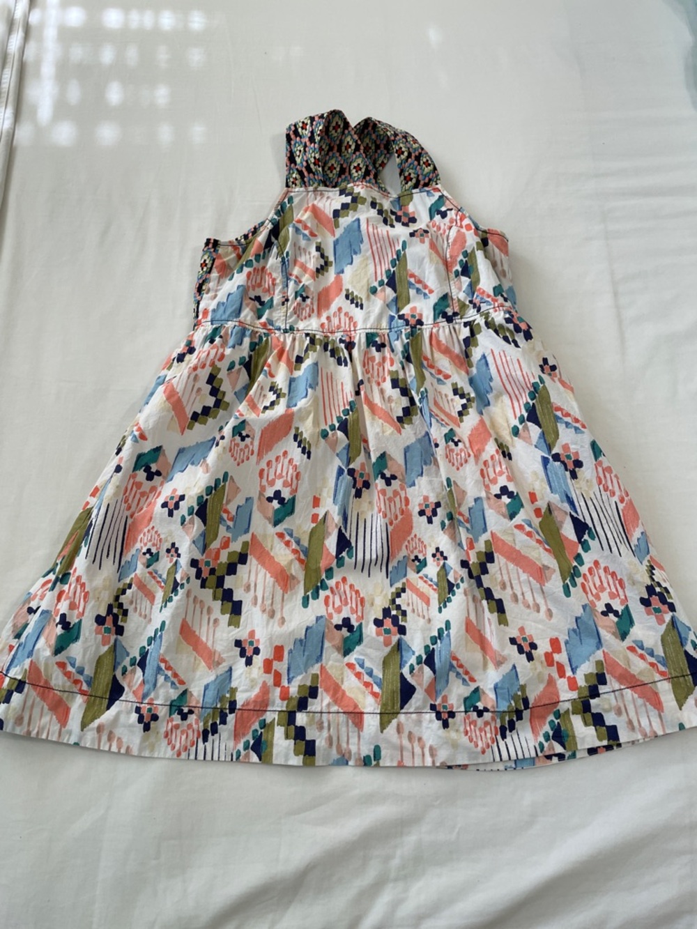 Anthropologie Maeve Textured swing mini dress cross cross back multicolor xs
